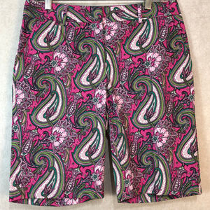 Talbots Sz 4 Paisley Shorts Bermuda Pink Print A3